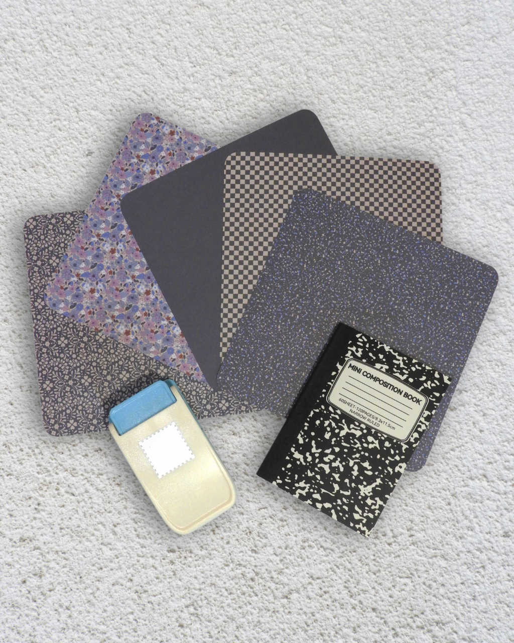 Travel journaling kit: Stamp Paper Punch & Black Ephemera Kit for Scrapbooking